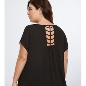 Torrid Cageback Black Dolman Sleeve Chiffon Top 2XL Goth Whimsigoth Goth Fairy